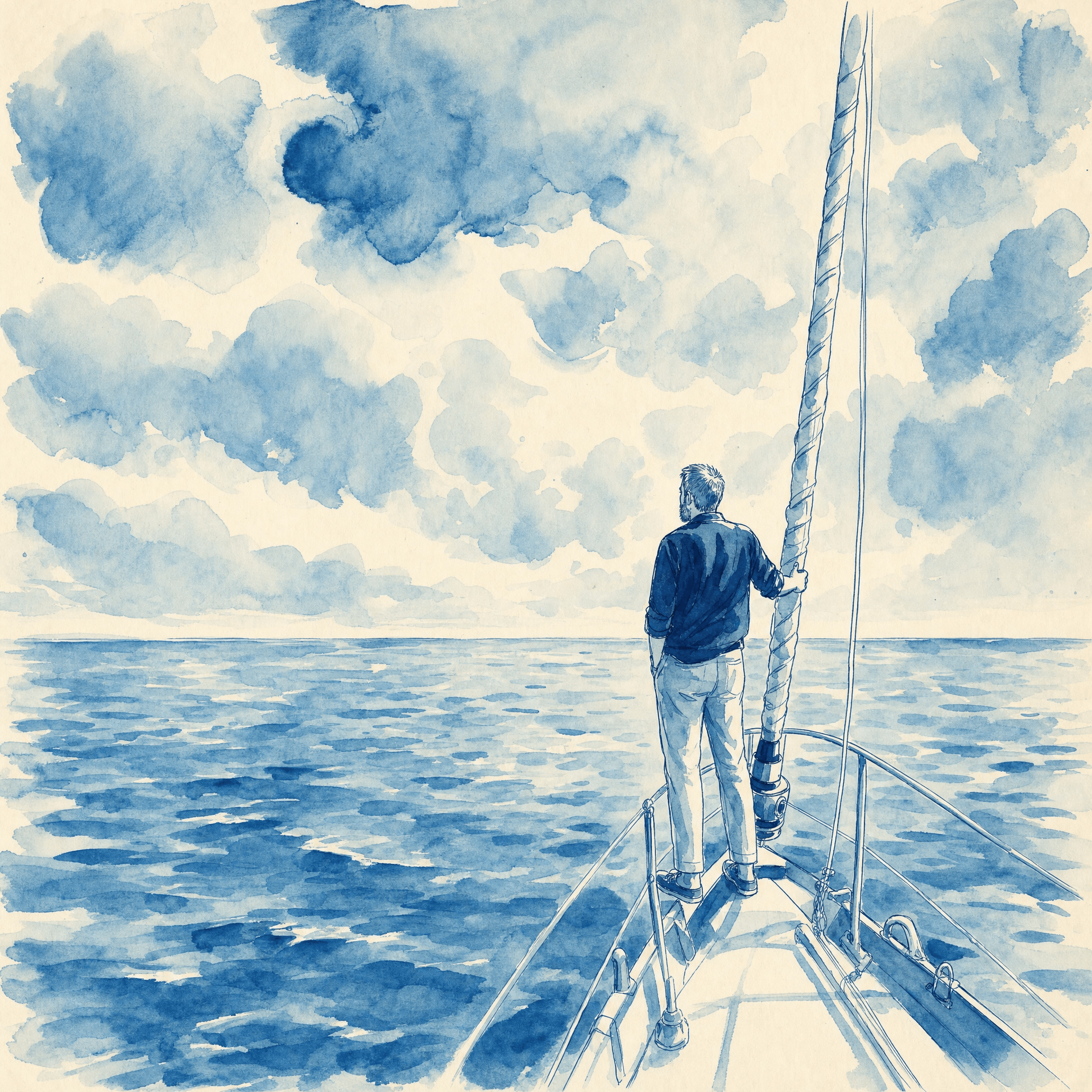 Capitano Kooper looking at the horizon